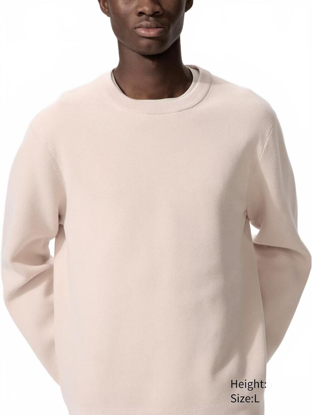 Uniqlo Washable Milano Ribbed Sweater NWT Pink Mens Large